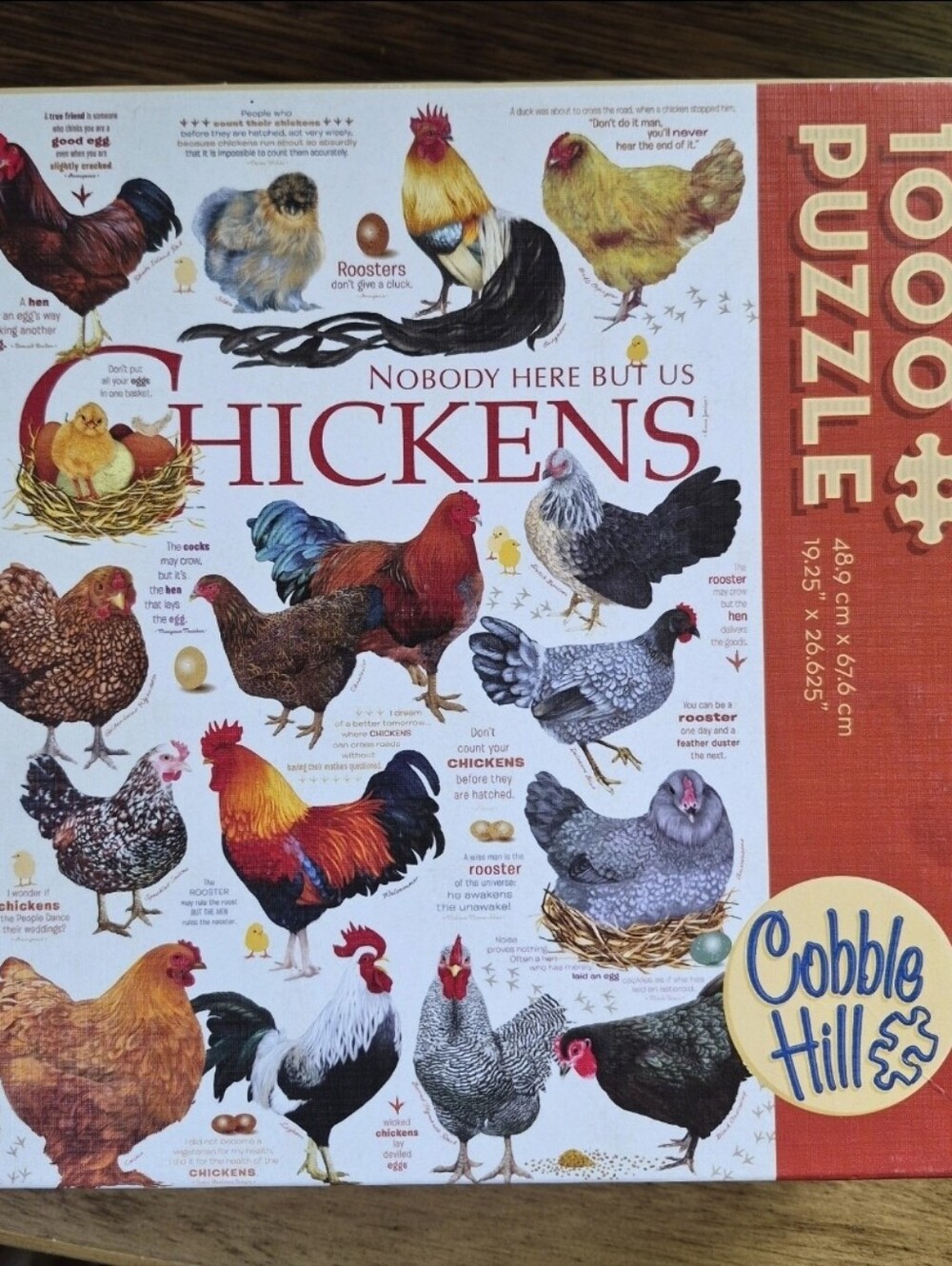 Cobble Hill Chicken 1000 Pc Puzzle. 19.25" x 26.625". Complete. Linen Paper.